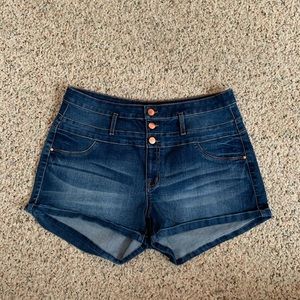 High rise button up shorts